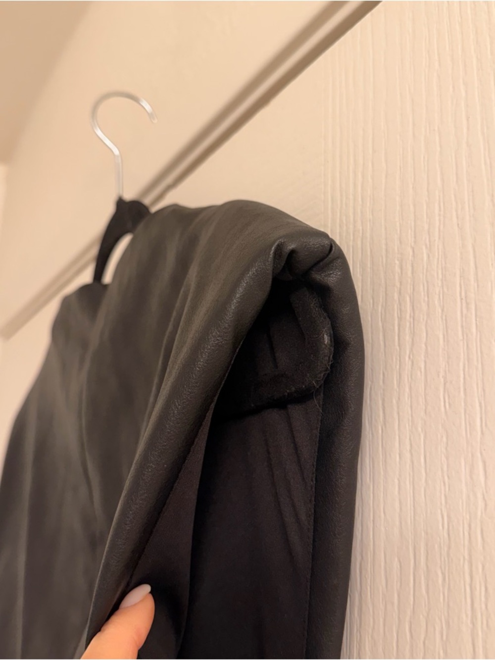 Zara Black Faux-Leather Draped Mini Dress - Picture 5 of 7